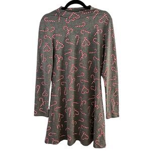Awake Brand Candy Cane Print Mock Neck Long Sleeve Dress Women’s Size Medium